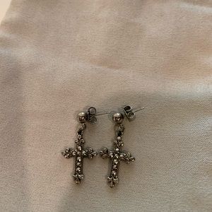 Sterling Silver Detailed Cross Dangle Earrings!